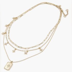 J. Crew Gold Multi-Layer Necklace with Star Pendants